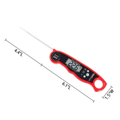 Image showing  Instant Read Meat Food Thermometer, Waterproof Digital Kitchen Cooking Food Foldable Probe, Red