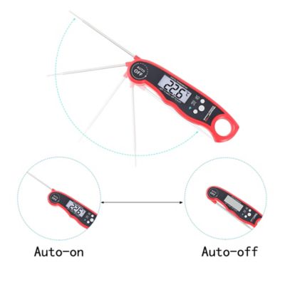 Image showing 6 th Royal Gourmet Instant Read Meat Food Thermometer, Waterproof Digital Kitchen Cooking Food Foldable Probe, Red