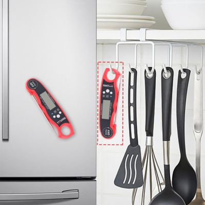 Image showing 9 th Royal Gourmet Instant Read Meat Food Thermometer, Waterproof Digital Kitchen Cooking Food Foldable Probe, Red