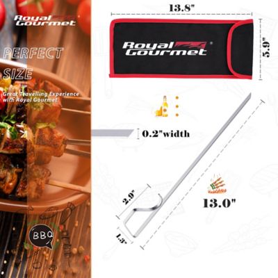 Image showing  13 in. BBQ Flat Kebab Skewers for Grilling and BBQ Pack of 12 Stainless Steel Reusable Skewers, TS1601