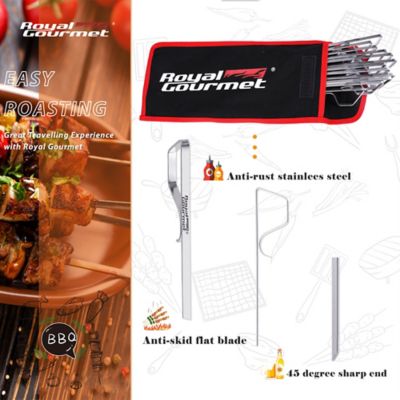 Image showing  13 in. BBQ Flat Kebab Skewers for Grilling and BBQ Pack of 12 Stainless Steel Reusable Skewers, TS1601