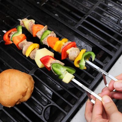 Image showing  13 in. BBQ Flat Kebab Skewers for Grilling and BBQ Pack of 12 Stainless Steel Reusable Skewers, TS1601