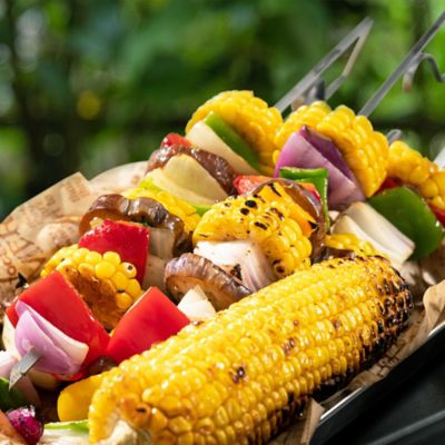 Image showing 6 th Royal Gourmet 13 in. BBQ Flat Kebab Skewers for Grilling and BBQ Pack of 12 Stainless Steel Reusable Skewers, TS1601