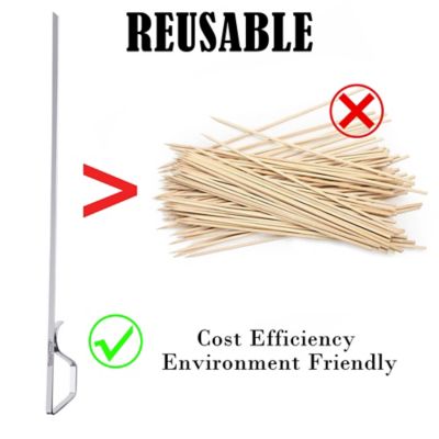 Image showing 7 th Royal Gourmet 13 in. BBQ Flat Kebab Skewers for Grilling and BBQ Pack of 12 Stainless Steel Reusable Skewers, TS1601