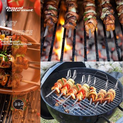 Image showing 8 th Royal Gourmet 13 in. BBQ Flat Kebab Skewers for Grilling and BBQ Pack of 12 Stainless Steel Reusable Skewers, TS1601