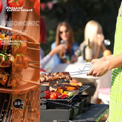 Image showing 9 th Royal Gourmet 13 in. BBQ Flat Kebab Skewers for Grilling and BBQ Pack of 12 Stainless Steel Reusable Skewers, TS1601