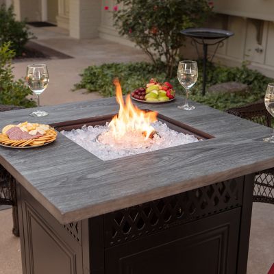 Image showing  37.8 in. The Dakota Dual Heat Propane Gas Outdoor Fire Pit/Patio Heater with Wood Look Resin Mantel