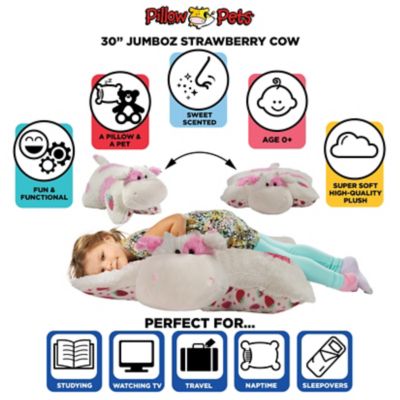 Image showing  Jumbo Strawberry Milkshake Cow Pillow Toy
