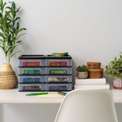 Image showing  4-Drawer Compact Desktop System, Black, 2-Pack