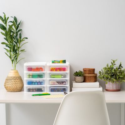 Image showing  4-Drawer Compact Desktop System, White, 2-Pack