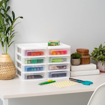 Image showing  4-Drawer Compact Desktop System, White, 2-Pack