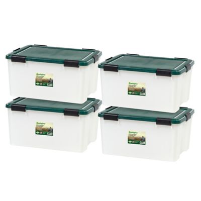 IRIS USA Remington Weather-Tight Storage Boxes, 23.63 in. x 17.75 in. x 11.88 in., 62 qt., 4-Pack