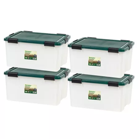 IRIS USA Remington Weathertight Storage Boxes 23.63 in x 17.75 in x 11.88 in 62 Quart Pack of 4 Storage Bins