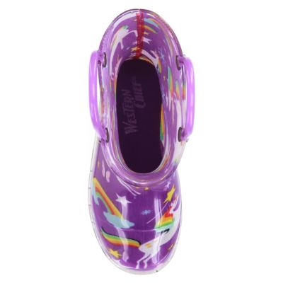 Image showing  Girls' Rainbow Unicorn Light-Up Waterproof PVC Boots