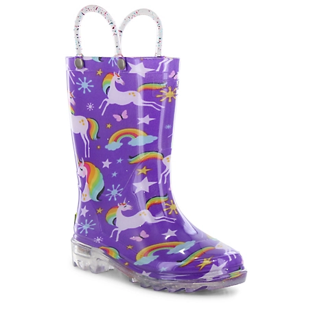 Western Chief Girls' Rainbow Unicorn Lighted PVC Boots
