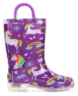 Image showing  Girls' Rainbow Unicorn Light-Up Waterproof PVC Boots