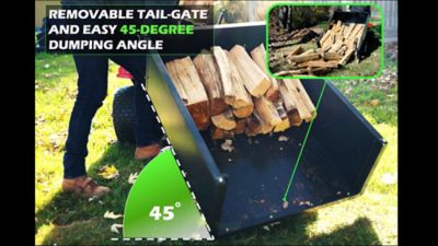 Image showing  10 cu. ft. 400 lb. Capacity Steel Tow-Behind Dump Cart, Pneumatic Tires, Powder Coat Finish, Removable Tailgate