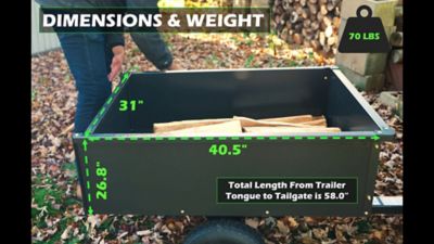 Image showing 5 th Yard Commander 10 cu. ft. 400 lb. Capacity Steel Tow-Behind Dump Cart, Pneumatic Tires, Powder Coat Finish, Removable Tailgate