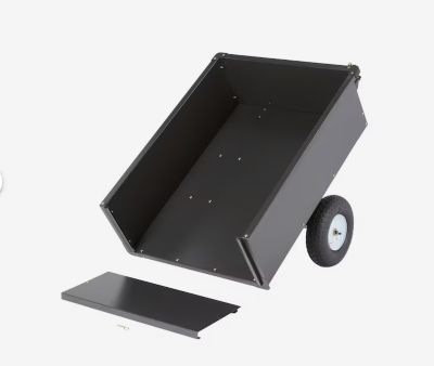 Image showing 8 th Yard Commander 10 cu. ft. 400 lb. Capacity Steel Tow-Behind Dump Cart, Pneumatic Tires, Powder Coat Finish, Removable Tailgate