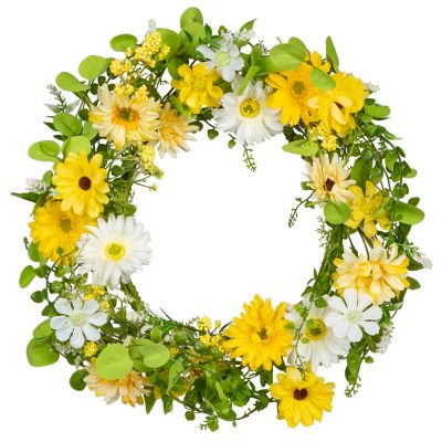 Gerson International 20 in. Artificial Daisy Floral Wreath