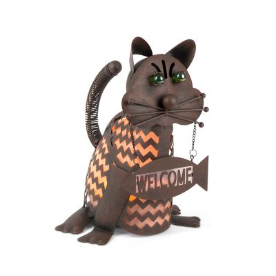 Gerson International Solar Lighted Garden Meadow Welcome Cat Figurine, 12.85 in., 72107-ORANGECAT