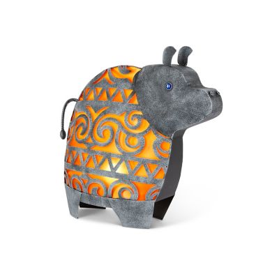 Gerson International Large Solar Topaz/Silver Metal Hippo Figurine, 19.29 in., 71165EC