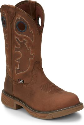 Justin Men's Soft Toe Rush Waterproof Round Work Boots, 11 in.