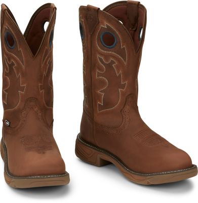 Justin Men's Soft Toe Rush Waterproof Round Work Boots, 11 in.