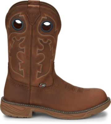 Image showing 4 th Justin Men's Soft Toe Rush Waterproof Round Work Boots, 11 in.