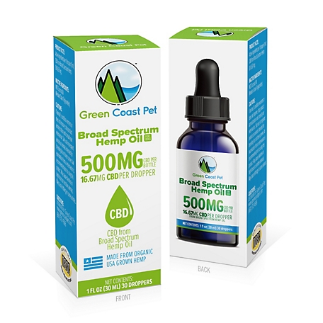Green Coast Pet Broad Spectrum Hemp Oil Hip and Joint Supplement for Dogs, 500mg
