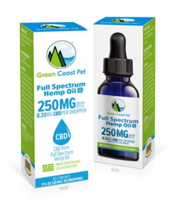Green Coast Pet Full Spectrum Hemp Oil Hip and Joint Supplement for Dogs, 250mg