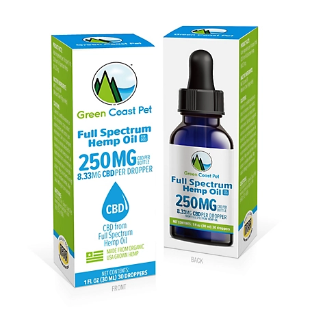 Green Coast Pet Full Spectrum Hemp Oil Hip and Joint Supplement for Dogs, 250mg