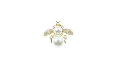 Buddy G's Queen Bee Pearl and Rhinestone Brooch Pin