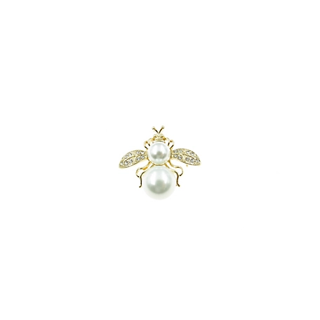 Buddy G's Queen Bee Pearl and Rhinestone Brooch Pin