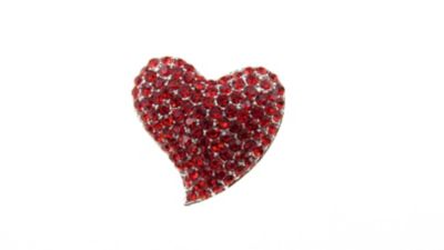 Buddy G's Red Heart Rhinestone Brooch Pin