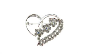 Buddy G's Hearts and Flowers Rhinestone Brooch Pin