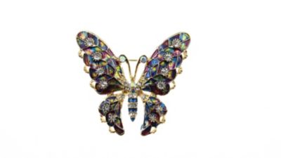 Buddy G's Beautiful Butterfly Rhinestone Brooch Pin