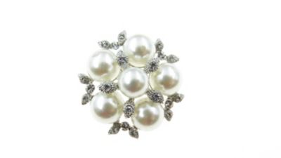 Buddy G's Pearl Party Rhinestone Brooch Pin