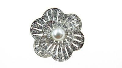 Buddy G's Elegant Blossom Rhinestone Brooch Pin