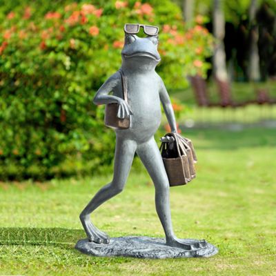 Image showing  Suave Shopper Frog Garden Sculpture