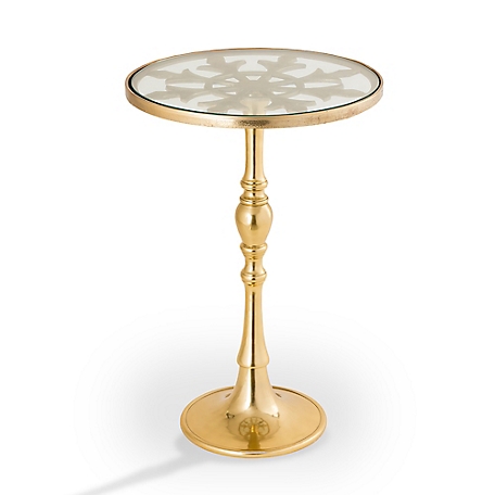 SPI Home Faux de Lys Polished Brass Finish End Table, 16 in. x 24 in. x 16 in.