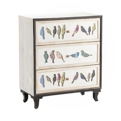 Crestview Collection 3-Drawer Birds on a Wire Painted Chest