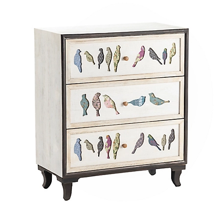 Crestview Collection 3-Drawer Birds on a Wire Painted Chest