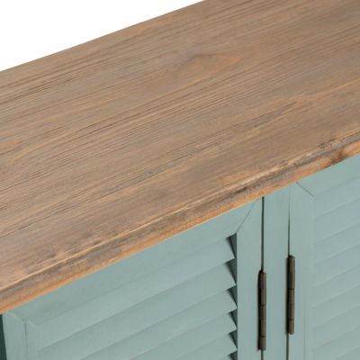 Image showing  6-Door Clearwater Louvered Sea Wash Sideboard with Wood Top