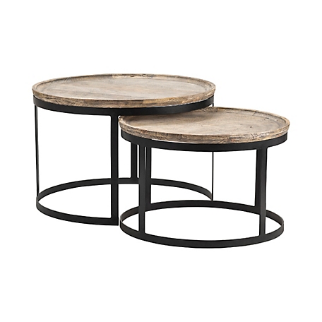 Crestview Collection Bengal Manor Mango Wood and Metal Round Cocktail Tables, 2 pc.