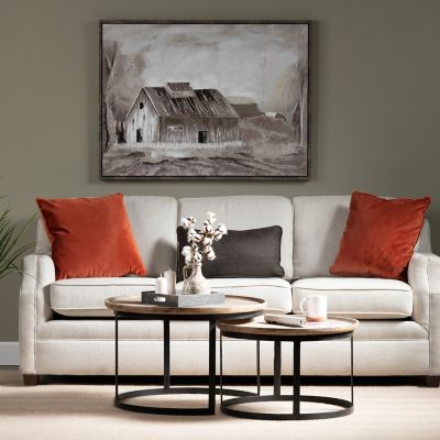 Image showing  Bengal Manor Mango Wood and Metal Round Cocktail Tables, Light Brown/Black, 2 pc.