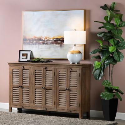 Image showing 6 th Crestview Collection 6-Door Bengal Manor Mango Wood Sideboard, 72 in. x 16 in. x 42 in.