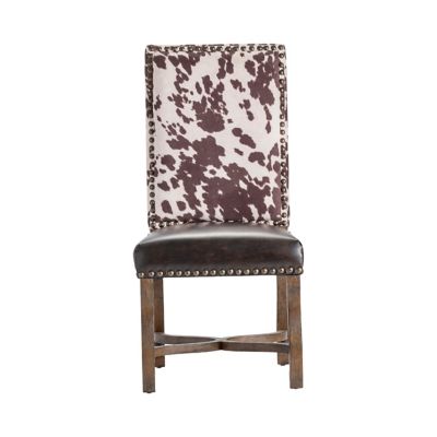 Crestview Collection Mesquite Ranch Leather and Faux Cowhide Side Chair