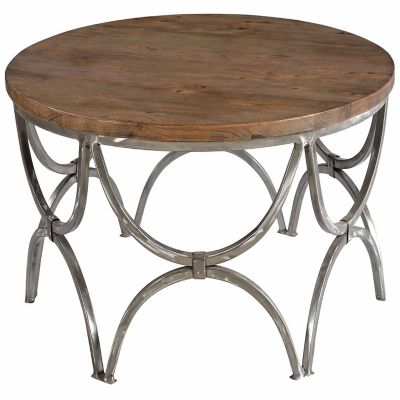 Crestview Collection Bengal Manor Mango Wood and Steel Round Cocktail Table, 19 in.