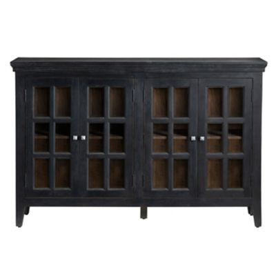 Crestview Collection 4-Door Bengal Manor Acacia Wood Window Pane Cabinet